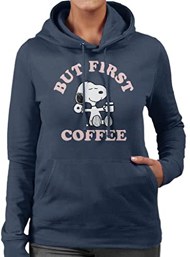 All+Every Peanuts But First Coffee Snoopy Women's Hooded Sweatshirt