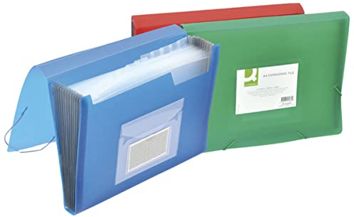 Q-Connect Fächermappe Organizer mit Gummiband / 6 Fächer/Trennstreifen/Taschen/PP/Dokumentenmappe A4 / Mischung von Farben/hat Fächer mit Indexfenstern und Indexen