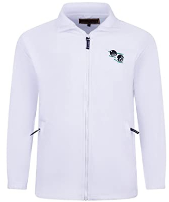 Dollar Jeans Bowls Fleece Anti Pill Jacket Lightweight Elasticated Cuff Drawstring to Hem for Adjustment Full Zip Adults White S