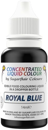 Sugarflair Royal Blue Liquid Food Colouring Droplet For Colouring Royal Icing, Sugarpaste Buttercream, Sugarpaste Also For Painting & Can Be Used With An Airbrush - 14ml
