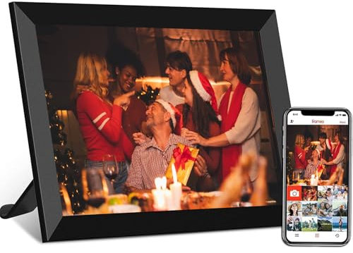Digital Photo Frame 10.1inch,Digital Frame Wifi with Built in SD card,Digital Picture Frame 1280x800 IPS LCD Touch Screen,Auto-Rotat,Share Photos and Videos Online via FRAMEO App,Black,16GB