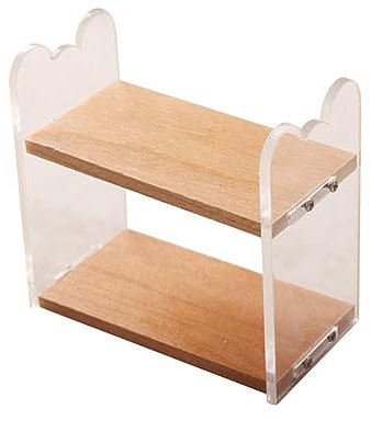MagiDeal 1:12 Puppenhaus Miniatur Display Rack Acryl Holz Regal Bücherregal Lagerregale 2 Schicht für Puppenhaus Szenen erstellen Spielzeug Dekor DIY