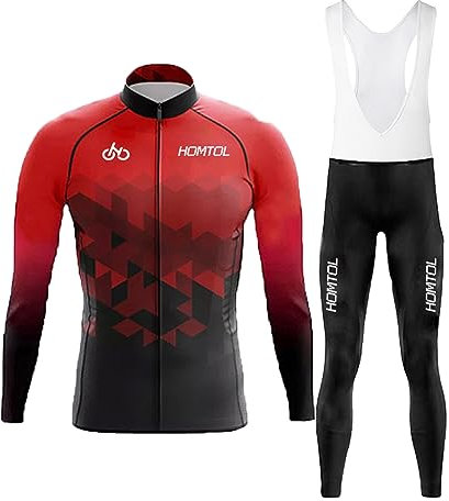 HOMTOL Radtrikot Set Herren Langarm Kurzarm Fahrradbekleidung Fahrradtrikot Triathlon Anzug Herren Fahrrad Trikots Atmungsaktiv Elastische Schnell Trocknend Trikot Radfahren MTB