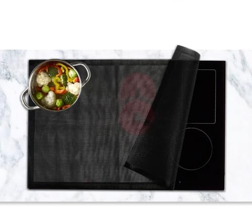 Große Induktion Schutzmatte 52x78cm Herdabdeckung Induktionsfeld Silikon Schutzmatte für Induktionskochfeld Abdeckung Induktionskochfeld Silikon Induktionsschutzmatte Herdschutz Matte (Mesh Schwarz)