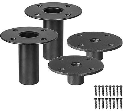 Sound Town Speaker Pole Mounts, PA/DJ Speaker Cabinet Adapters, Two with 35mm (1 3/8) Pole Mounting, Two with M20 Threaded Mounting, Black (STSD-AD2-2PRS)