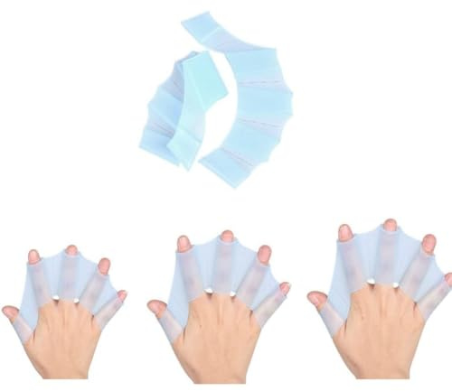 3 Paar Silikon Schwimmhandschuhe Finger Schwimmflossen Handpaddel Training | Flexible Schwimmflossen für Finger, Wassersport, Tauchen, Aquafitness, Anfänger, Techniktraining, mehr Wasserwiderstand, SML