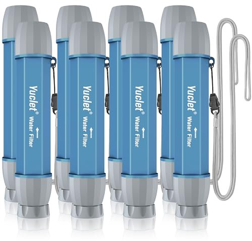 Yuclet 8 Pack Water Filter Straw, Portable Personal Water Filtration System, Water Purifier Survival, Emergency Preparedness for Camping Hiking Drinking Travel Hunting and Family Outing