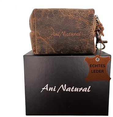 AniNatural Kotbeutelspender Tasche aus echtem Leder (Braun) für Hundekotbeutel, Kotbeutelhalter, Kotbeuteltasche