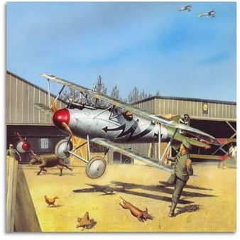 BPQN Vintage-Poster mit Jasta 5 Albatros DVa Hans-Joachim Marseille, dekoratives Gemälde, Leinwand-Kunstbild, 40 x 40 cm