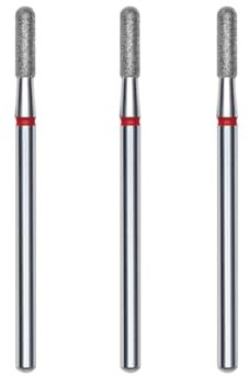 STALEKS PRO set 3 fresas de diamante para uñas, 2.3x8mm. Forma de cilindro redondeado (Grano Fino)