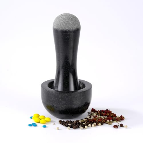 Tianman Granite Mortar and Pestle Set, 3.2 Inch, 1/3 Cup, for fine Grinding of Pills Herbs Spices
