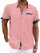 UK Linen Summer T Shirts - Men's Short Sleeve Casual Shirts - Pink XL