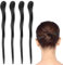 Lot de 4 baguettes à cheveux en bois - Style rétro - Noir - Pour femme