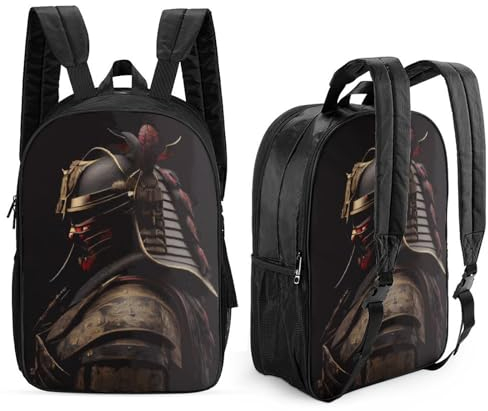 Japanischer Shogun-Krieger-Rucksack, 3D-gedruckt, doppelseitiger Kinder-Schulrucksack für Kinder, hohe Kapazität, Reiserucksäcke, Büchertaschen, Kinder-Schultasche, Rucksack, 43,2 cm