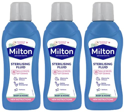 MiltonBaby Sterilising Fluid 500ml Pack of 3 Feeding Bottles Teats Utensil Antiseptic Hygiene Cleaner Household Surface Disinfectant Cleaning Agent with Welari Thank You Card | (3pack) (1500ml)