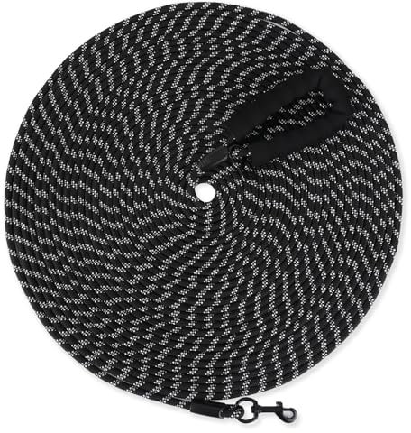 OGGRXOR Training Lead for Dogs 20m, Reflective Extra Long Line Dog Rope Lead with Soft Padded Handle, Sturdy Hook for Small, Medium, Large Dogs, Black, 20M/65FT