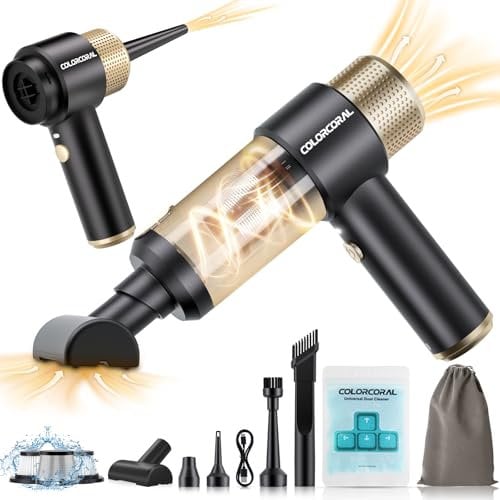 COLORCORAL Handheld Vacuum Cleaner -Cordless Mini Vacuum 4-in-1 Powerful Car Vacuum with Car Cleaning Gel Ideal for Pet Hair, Home, Office Desk and Car Interior Cleaning