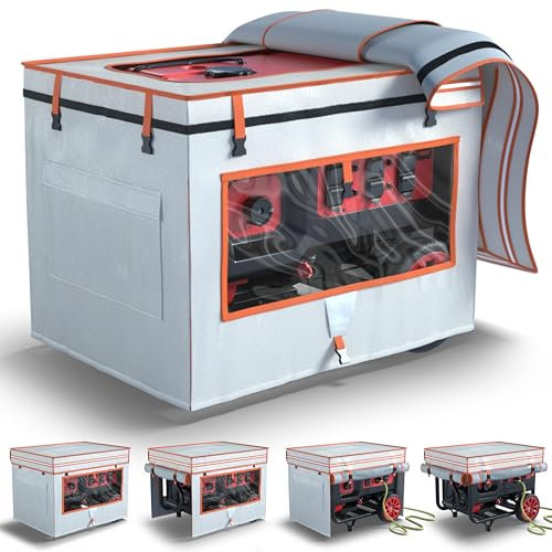 Cubiertas para generador mientras corres, cubiertas de generador, 28 x 20 x 20 pulgadas, la parte superior se puede repostar, para generador de marco de más de 10000 W, tela de doble capa 600D+210D,