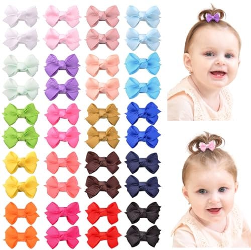 Choicbaby Lot de 40 barrettes à cheveux pour filles, 3 cm, barrettes à cheveux pour enfants, accessoires de cheveux pour bébés, filles et tout-petits