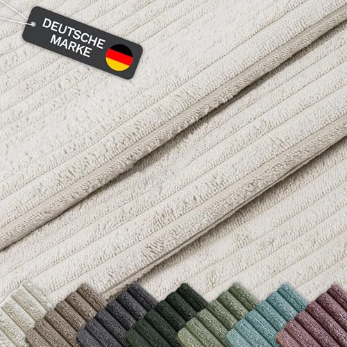 Lycce Cordstoff Meterware | 35.000 Scheuertouren | Tierfreundlich & kratzresistent | 1 lfm x 1,40 m breiter Polsterstoff für Möbel, Kissenbezüge und andere DIY Projekte | 360 g/m² | beige