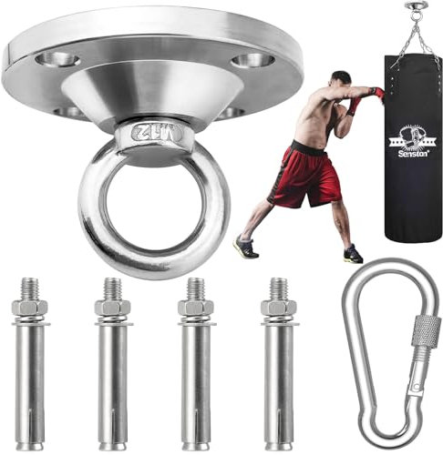 GZjiyu 360° Grad Drehen Deckenhaken Schwerlast Schaukel Boxsack Hängematte Set Boxsack Deckenhalterung 400kg Tragkraft, Deckenhaken Schwerlast, für Schaukeln Gymnastikgeräte