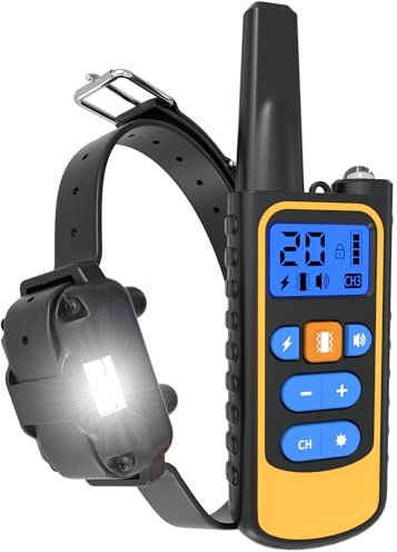 Meloive Collier de Dressage pour Chiens Rechargeable,Portée de 3000m,avec Mode Vibration,Son,Choc Statique et Lumière,IPX67 Résistant à L’Eau,Adapté Aux Chiens de Petites et Moyennes Tailles
