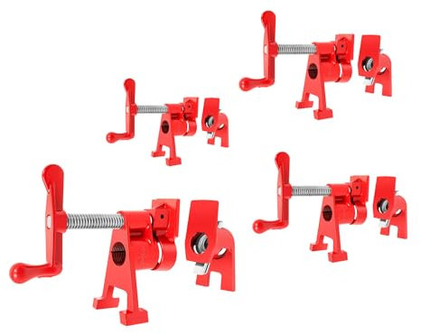 Schraubzwingen Set 4-Tlg Temperguss 3/4 Zoll | Professionelle Verleimzwingen mit Schnellspann-Mechanismus & Anti-Rutschfüßen | für Möbelbau/Holzverbindungen