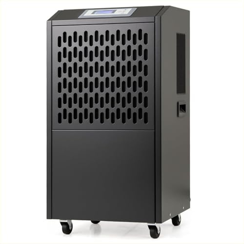 RELAX4LIFE 118 L/Tag Luftentfeuchter, Bautrockner mit Entfeuchtung & Abtauung, Trocknungsgerät mit 24H Timer, Ablaufschlauch, Rädern, Industrie Entfeuchter für Räume Keller Lager bis 790 m² (Schwarz)