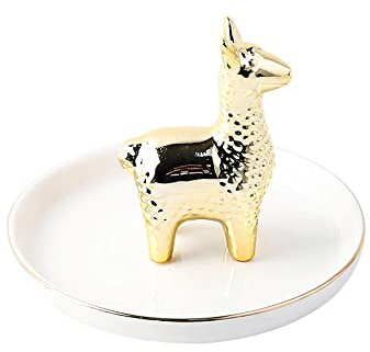 Anevous Ringhalter,Schmuckschale,Keramik Tablett,Schmuckhalter,Schmuckablage zum Ringe,Ohrringe,Halsketten,Einweihungs Geschenke Für Frauen Mama Freunde Freundin,Goldenes Alpaka