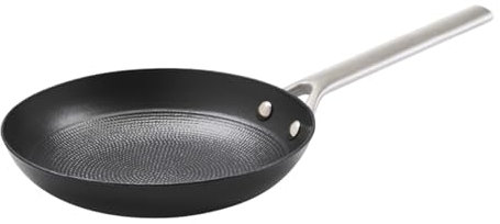 Qulinart Poêle en fonte émaillée structure nid d'abeille, manche en acier inox, ultra anti-adhésif et légère, anti-rayures sans PFOA - tous feux dont induction, passe au lave-vaisselle - Noir, Ø20 cm