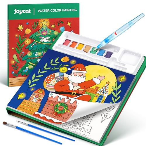 JoyCat Malbuch mit Wasserfarben für Kleinkinder ab 3-8 Jahren, Aquarell Malset für Kunst & Basteln, Lernspielzeug als Geburtstagsgeschenk für Jungen und Mädchen