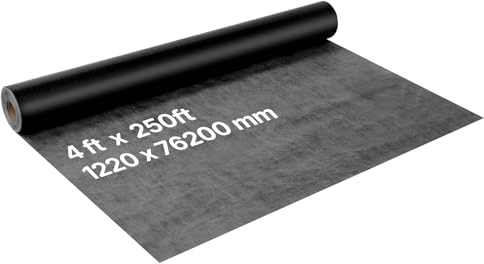 VEVOR House Wrap, 4 x 250 ft, 0.17 mm Thick Vapor Barrier, Heavy Duty Plastic Sheeting for Tear-Resistant, Drop Cloth Vapor Barrier Covering for Residential & Commercial Construction, Black