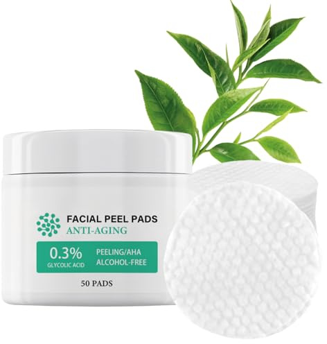Exfoliating Face Pads with 0.3% Glycolic & Salicylic Acid – Dual Acid Toner Pad for Oily & Acne-Prone Skin, Removes Dead Skin & Controls Shine, Hydrating Face Wipes with Tea Tree Extract 50 Pads