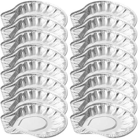 Assiette Huitre Jetable 100 Pcs en Aluminium, Barquettes pour Barbecue | Plats Jetables Aluminium, Plateau à Huîtres Aluminium, pour Fêtes et Rassemblements, Argenté, Transport des Aliments