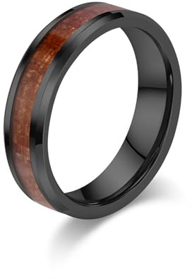 Grewod Verlobungsring, Damen Herren Wolfram 4mm/6mm/8mm Ring Holz Ehering Schlicht Schmuck Gr.52-67