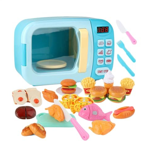 Jouet à Micro-Ondes - Four de Cuisine pour de 9,06 Pouces | Appareil De Simulation Bleu - Jeu D'imitation ABS avec Effets Sonors, Ce Jouet Interactif Stimule L'imagination