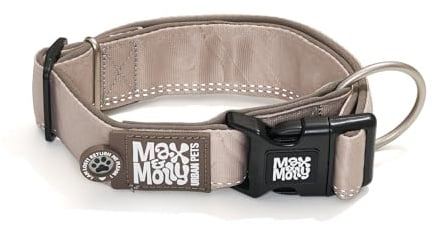 Max & Molly Gotcha! Hundehalsband Breit/44-69cm, Halsband Hund mit Smart ID, gepolstertes Neopren Halsband für Hunde, Sand, bequem, verstellbar