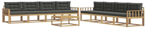 vidaXL Outdoor-Sofagarnitur 9 pcs Weiß und Anthrazit 79 x 79 x 37 cm, Garten-Sofa Set, modulare Lounge für draussen, wetterfestes Mobiliar, robuster Pool-Bereich