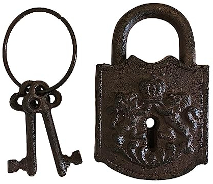 Deko Vorhängeschloss Nostalgie Schloss mit 2 Schlüssel Gusseisen Antik-Stil