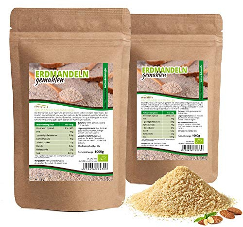 Mynatura Bio Erdmandelmehl 2x1000g I Erdmandel I Gemahlen I 100% Pflanzlich I Ballaststoffe I Kochen I Backen I Naturprodukt I DE-ÖKO-044 I (2x1000g)