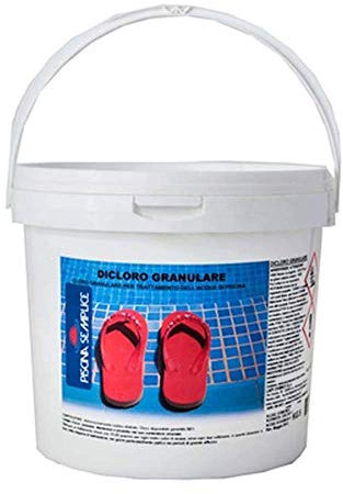 PISCINA SEMPLICE, Dicloro 56 Granulare, Per Il Trattamento Dell' Acqua Della Piscina, Contro i Virus, Batteri e Legionella, A Rapida Dissoluzione, Prolunga la Durata Del Cloro, Formato da 5Kg
