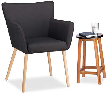 Relaxdays Polstersessel Design, Stoffbezug, weich gepolstert, bequem, gemütlich, Sessel, HxBxT: 84 x 62 x 56 cm, schwarz