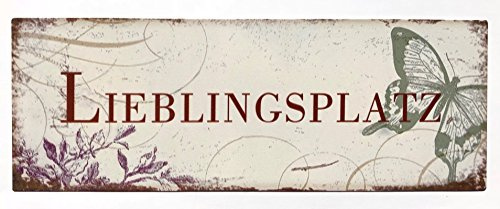 Crispe home & garden Blechschild LIEBLINGSPLATZ 13 x 36cm Nostalgie Antik Metallschild