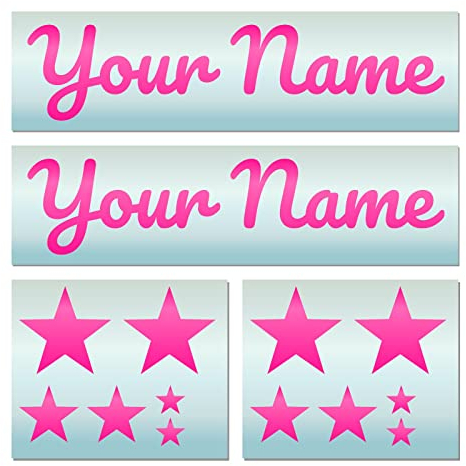 2 x Custom Car Name Stickers With Shapes - Curly Script Style