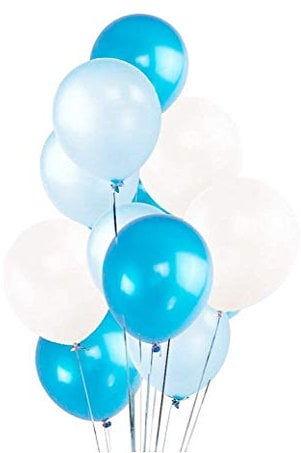 50x Luftballons Mix Ø 35 cm Ballons Balloons Luftballon Ballon 1. Geburtstag babyblau, himmelblau blau, weiß weiss Latexballons - Kein Plastik -100% Bio & recyclebar - (babyblau-hellblau-weiß-mix)