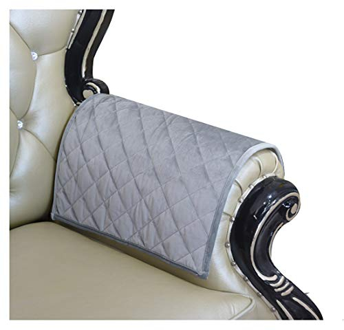 HAOMAIJIA Sofa-Armlehnenbezug, Armlehnenbezug, rutschfest, gesteppt, Möbelschutz für Leder-Sofa (Grau), 35,6 x 35,6 cm (14 x 14 Zoll), 2 Stück