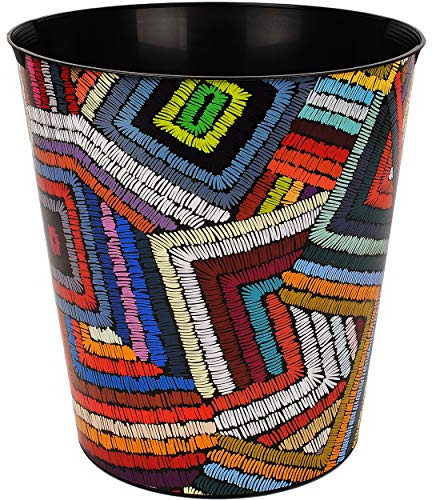 Papierkorb/Behälter - buntes Retro & Vintage Muster Tribal - 10 Liter - wasserdicht - aus Kunststoff - Ø 28 cm - großer Mülleimer/Eimer - Abfalleimer - Au..