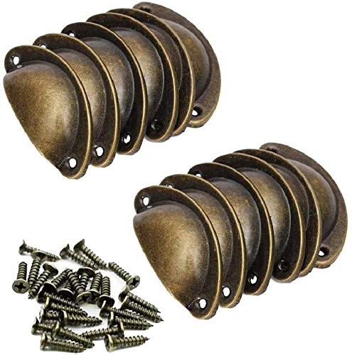 beihuazi® Muschelgriff Möbelgriffe Antik Vintage Schrankgriffe Mit Schrauben 82 X 35 mm für Kabinett Schubladen Schrank Apothekerschrank(12 Stück)