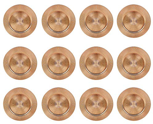 33cm Plastic Christmas Charger Plates (Rose Gold - Starburst, 12)