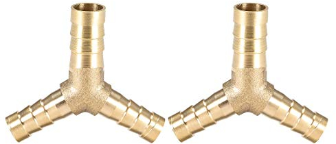 sourcing map 10mm x 8mm x 8mm Tuyau Id Raccord Cannelé Tuyau Laiton Réducteur Barbelé en Forme Y 3 Voie T Connecteur Adaptateur 2Pcs